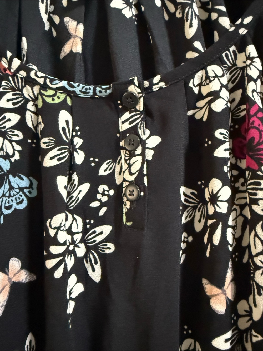 LC Lauren Conrad Black Floral Scoop-Neck Dress with Multicolor Blooms - Picture 3 of 5